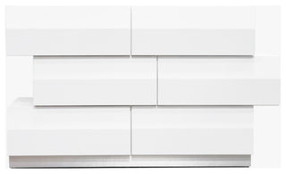 Spain Modern White Zigzag 6-Drawer Bedroom Dresser