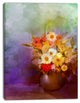 Bouquet of Small Flowers Watercolor, Large Floral Canvas Artwork, 28"x60"