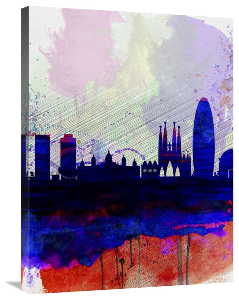"Barcelona Watercolor Skyline 2" Fine Art Print
