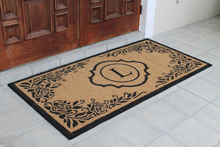 A1HC First Impression Hand Crafted Ella Entry Coir Monogrammed Double Doormat, L
