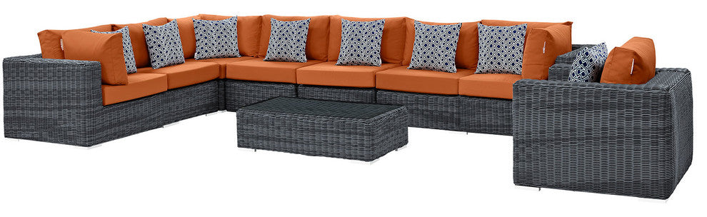 Gray Tuscan Summon 7-Piece Outdoor Patio Sunbrella Sectional Set