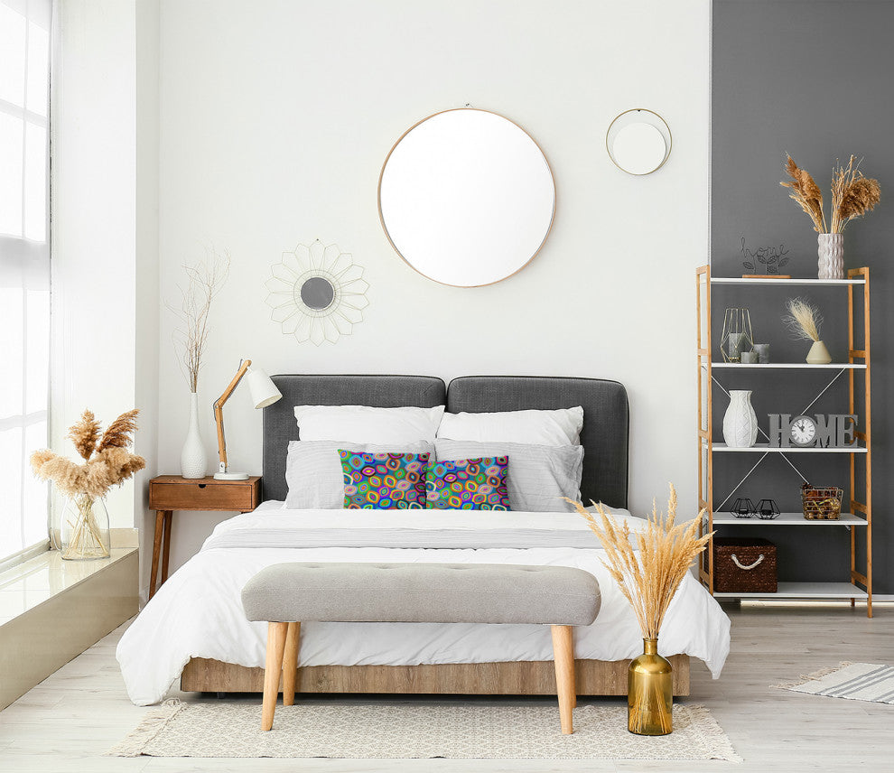 Modern Leaf Pile Accent Pillow With Removable Insert, Unreal Teal, 18"x18"