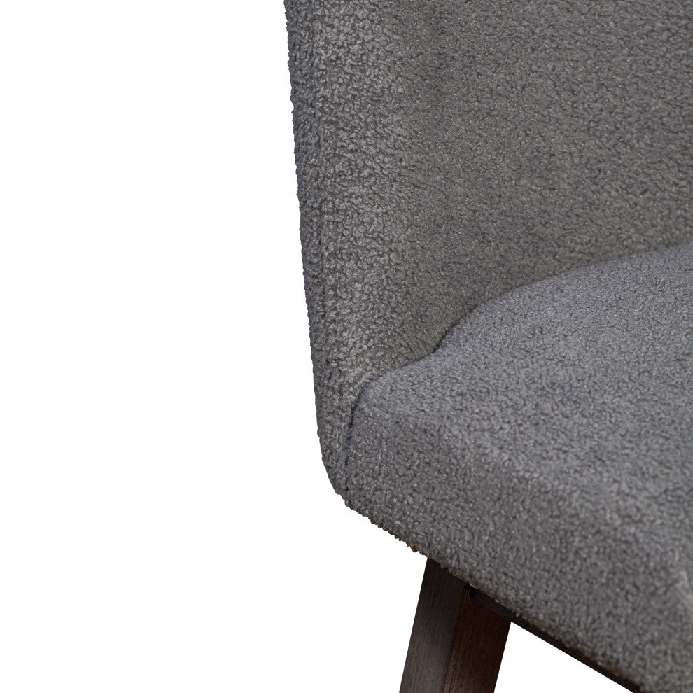 Amalie Swivel Bar Stool in Grey Oak Wood Finish with Grey Boucle Fabric