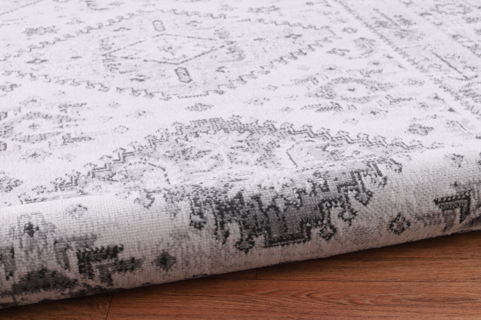 Low-Pile Beck Gray/Ivory Rug, Gray, 6'5"x9'5"