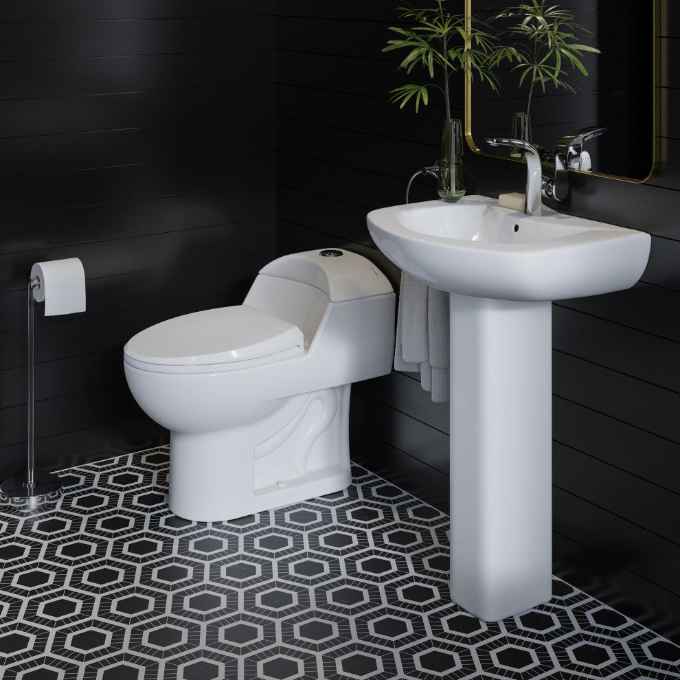Chateau Pedestal Bathroom Sink Round With Single Faucet Hole