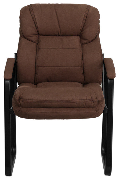 Microfiber Executive Side Chair with Sled Base, Brown