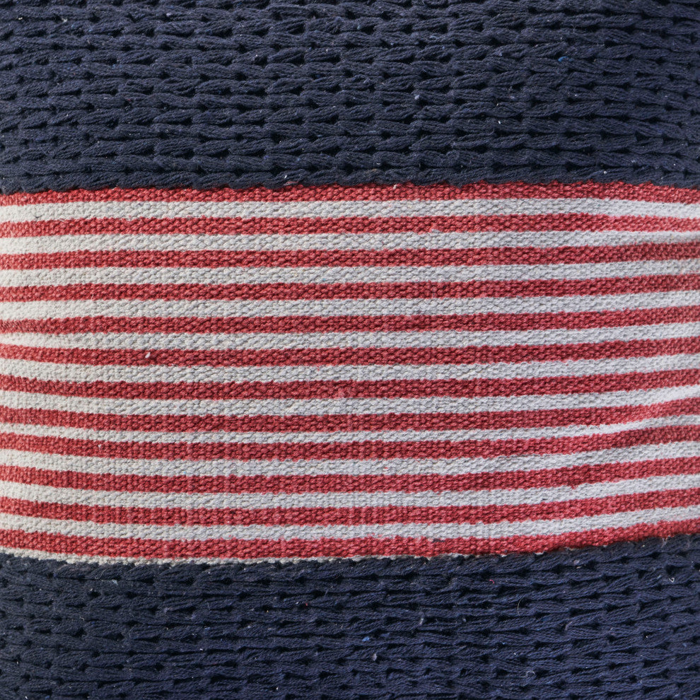 Navy Nautical Striped Throw Pillow