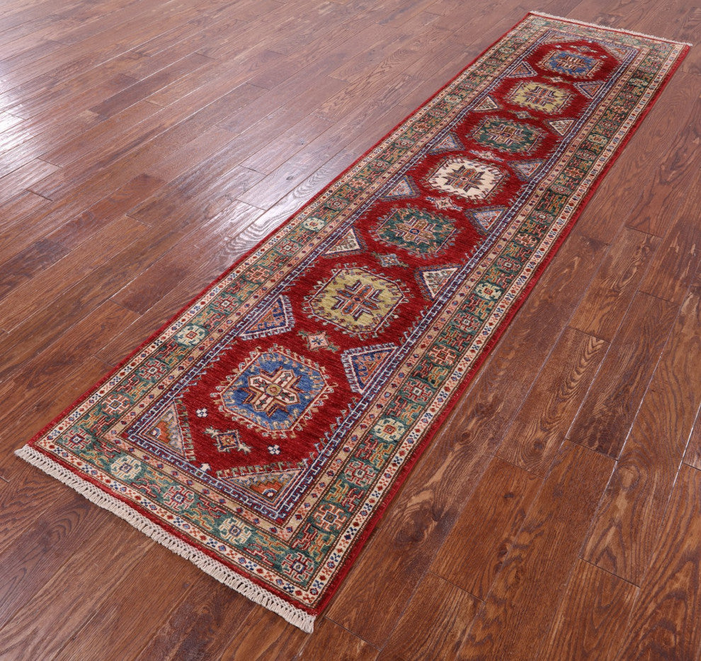 Super Kazak Hand Knotted Runner Rug 2' 7" X 10' 0" - Q12967