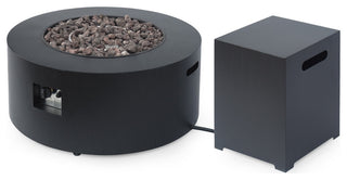 Hemmingway Outdoor Round Fire Pit With Tank Holder, Dark Gray Finish