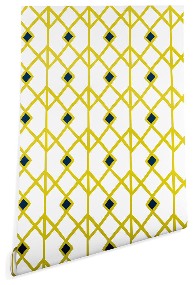 Deny Designs Heather Dutton Annika Diamond Citron Wallpaper, Yellow, 2'x10'
