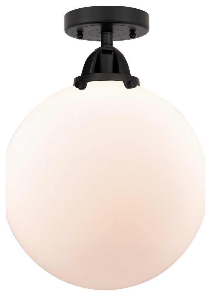 Beacon Semi-Flush Mount, Matte Black, Matte White, Matte White