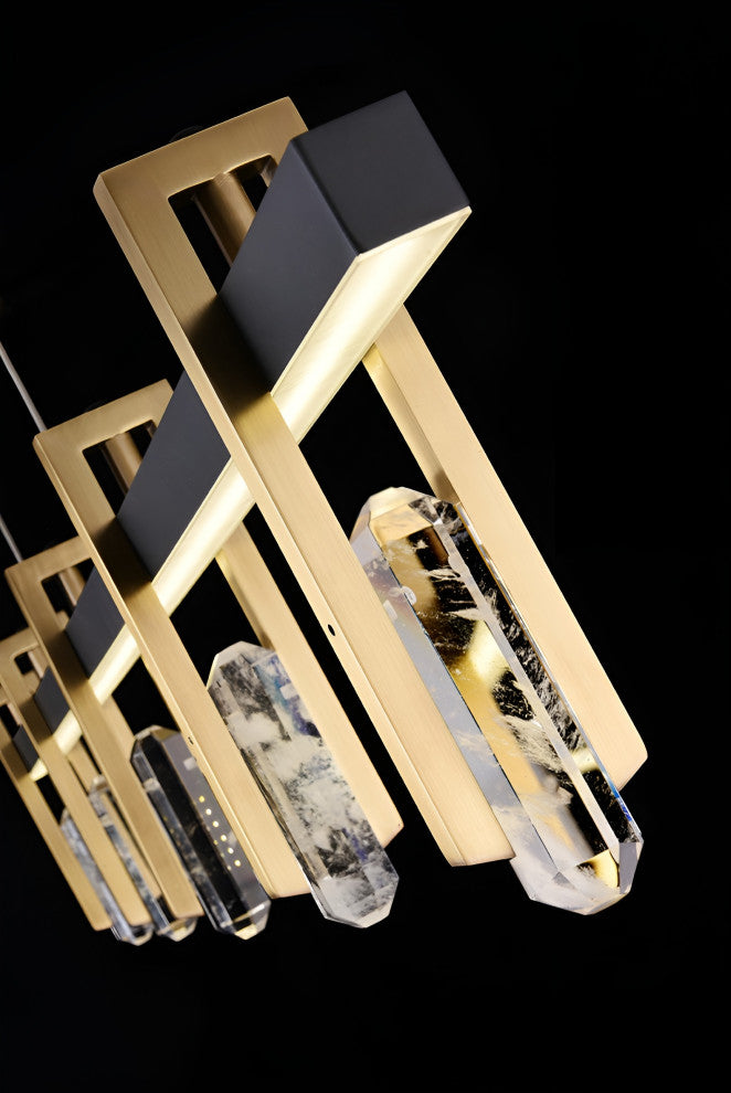 Finale Ligure | Postmodern Copper Crystal Pendant Lamp, 5 Lights