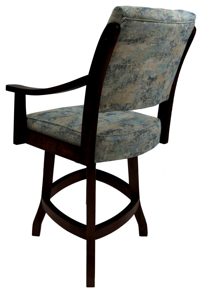 Swivel Counter Wood Bar Stool Casa on S-Base, Poet Sky and Black, 26"