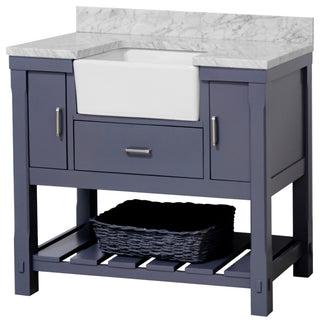 Charlotte 42" Bathroom Vanity, Marine Gray, Carrara Marble