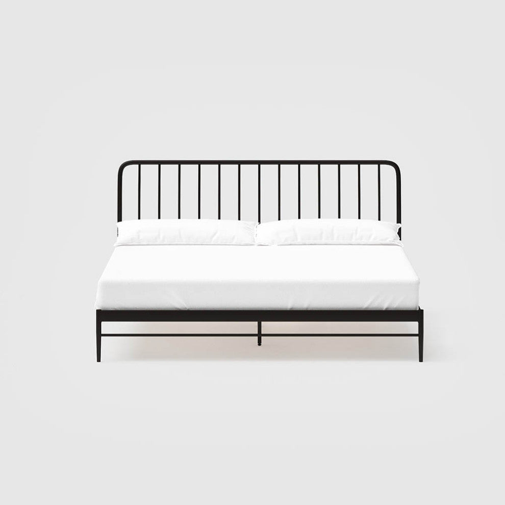 Kairosis Curved Metal Modern King Bed Frame, Black
