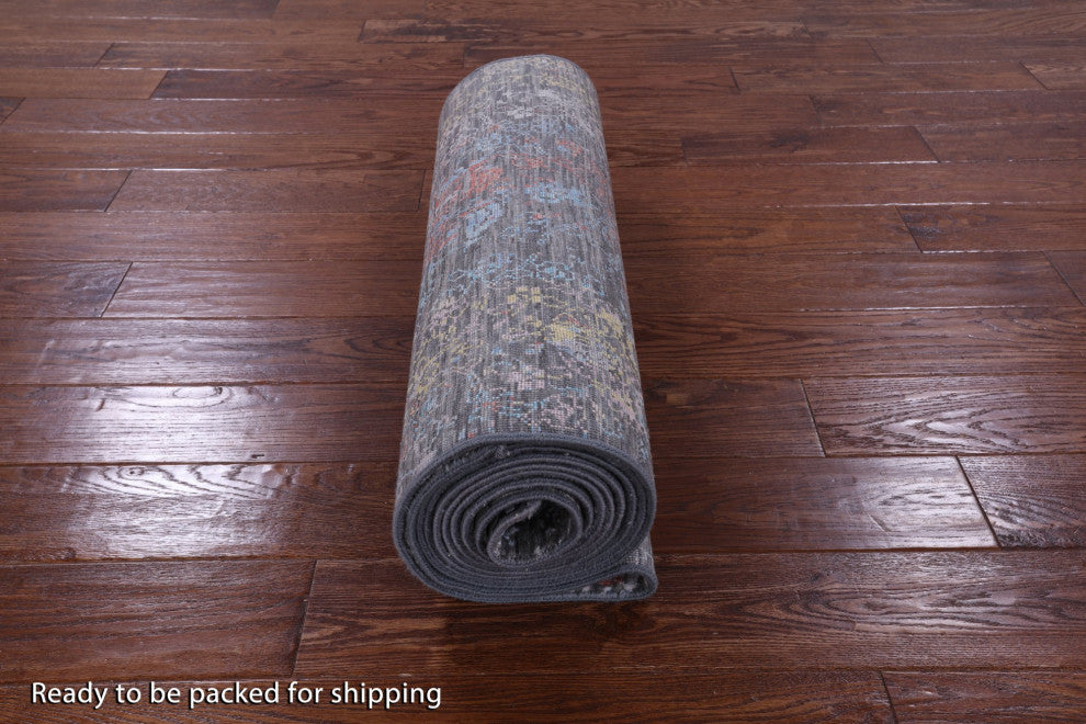 2' 7" X 14' 0" Runner Modern Handmade Wool and Silk Rug Q9267