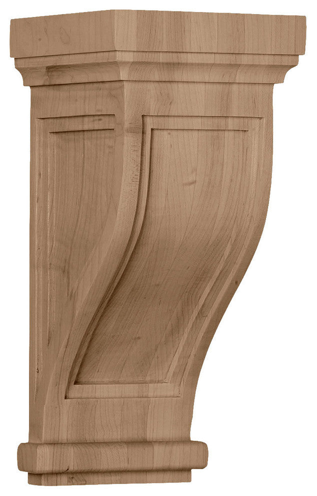 6 1/2"W x 6 1/2"D x 14"H Traditional Recessed Corbel, Rubberwood