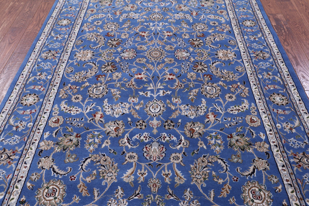 Wool & Silk Persian Nain Hand Knotted Rug 5' 11" X 9' 2" - Q14895