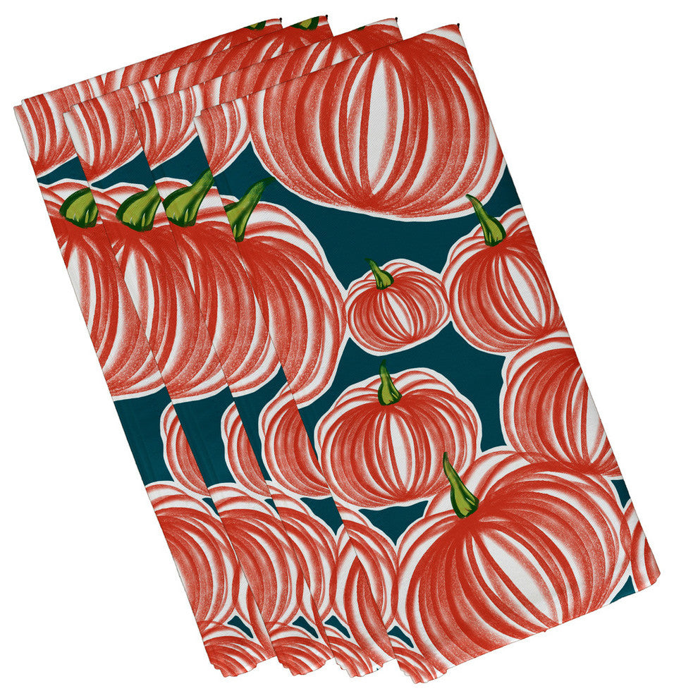 Pumpkins-A-Plenty, Print Napkin, Set of 4, Teal
