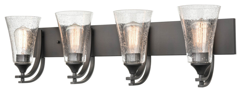 Natalie Collection 4 Light 32 in. Matte Black Bathroom Vanity Light
