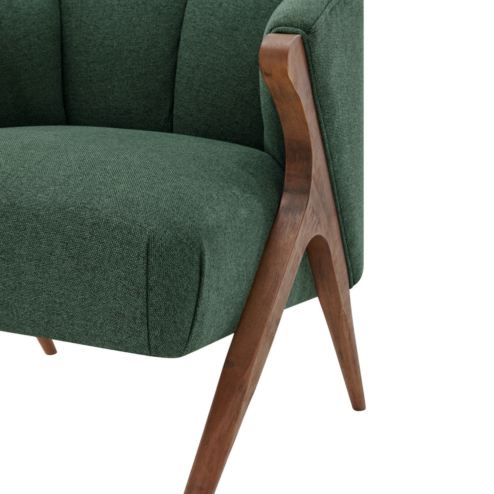 Florence Fabric Accent Chair Brown Legs, Havana Green
