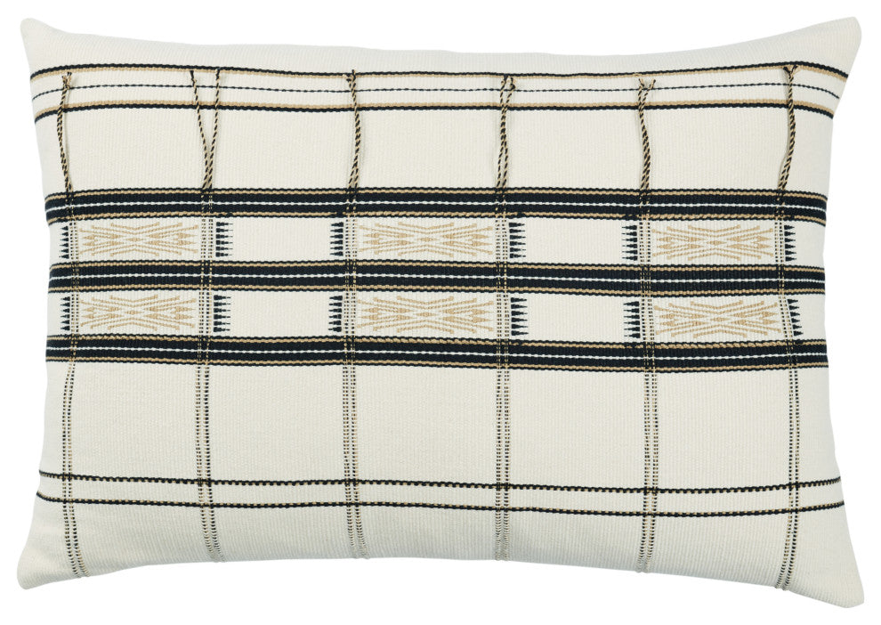 Jaipur Living Merima Tribal Black/Cream Poly Fill Pillow 16"X24" Lumbar