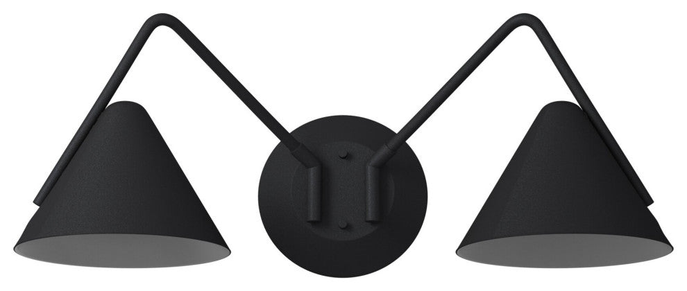Zag - 2-Light LED Wall Sconce - Textured Matte Black Shade Finish