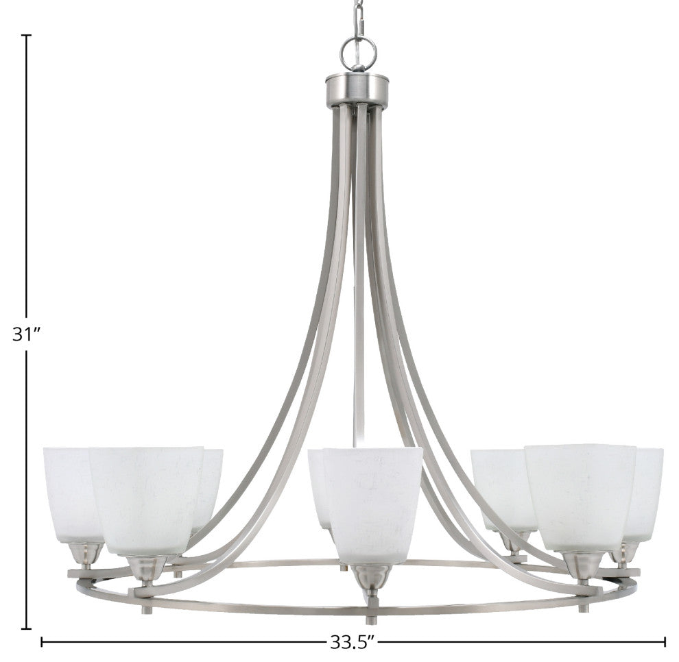 Paramount 8-Light Chandelier, Brushed Nickel, 4.5" White Muslin Glass