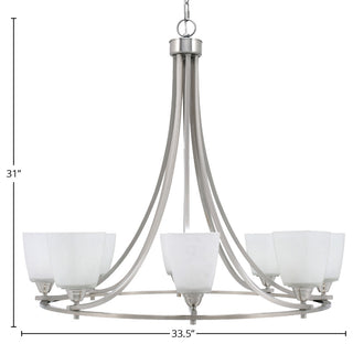Paramount 8-Light Chandelier, Brushed Nickel, 4.5" White Muslin Glass