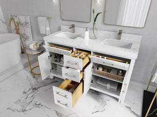 Cambridge 60 Double Bathroom Vanity in White 2" Carrara Marble