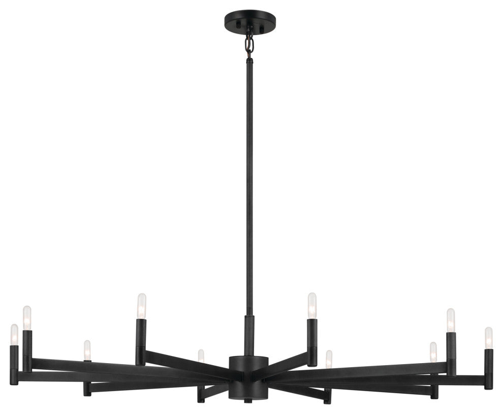 Erzo 48" 10 Light Chandelier, Black