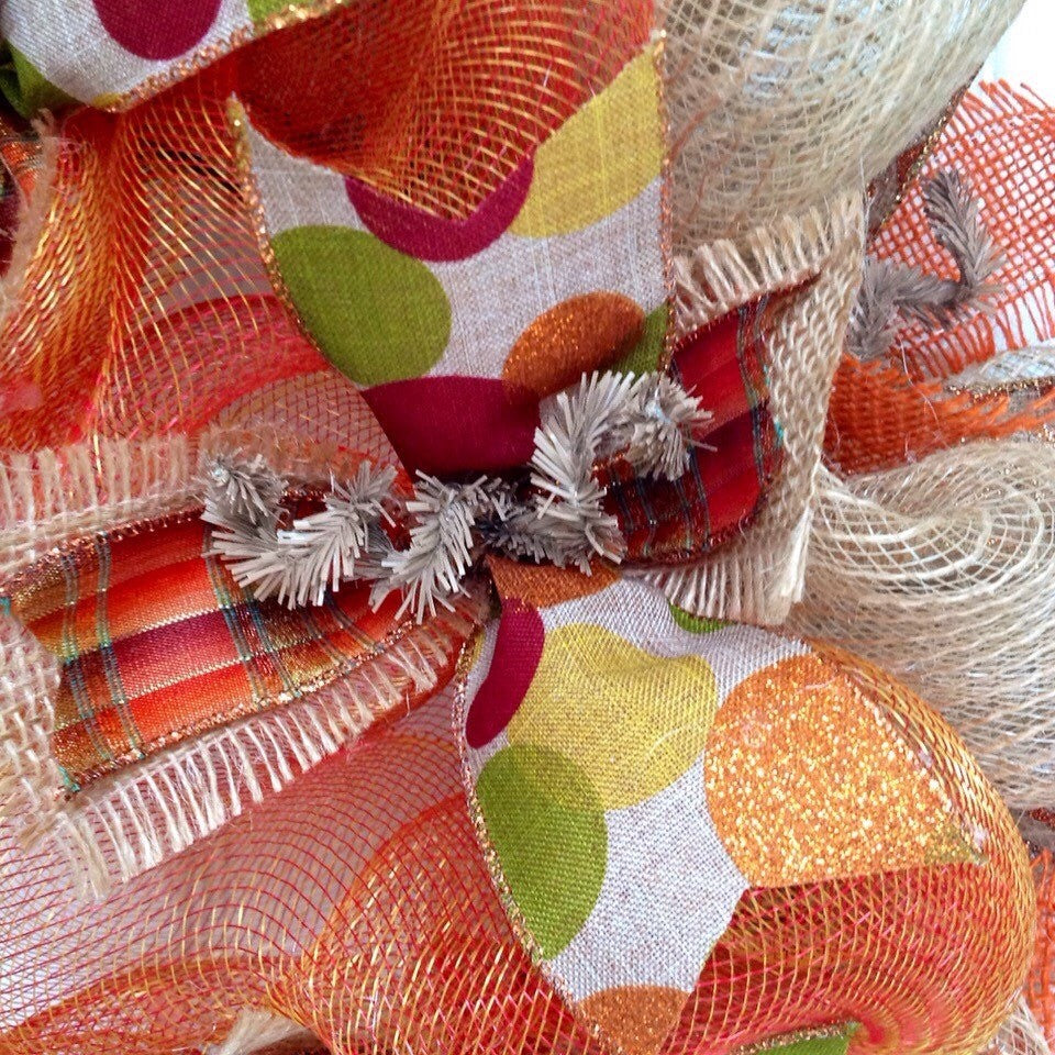 Harvest Premium Ribbon Deco Mesh Wreath, 28 Inches