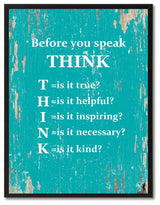 Before You Speak Think Inspirational, Canvas, Picture Frame, 28"X37"