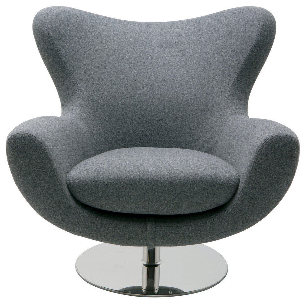 Conner Lounge Chair, Wool Upholstery, Light Gray