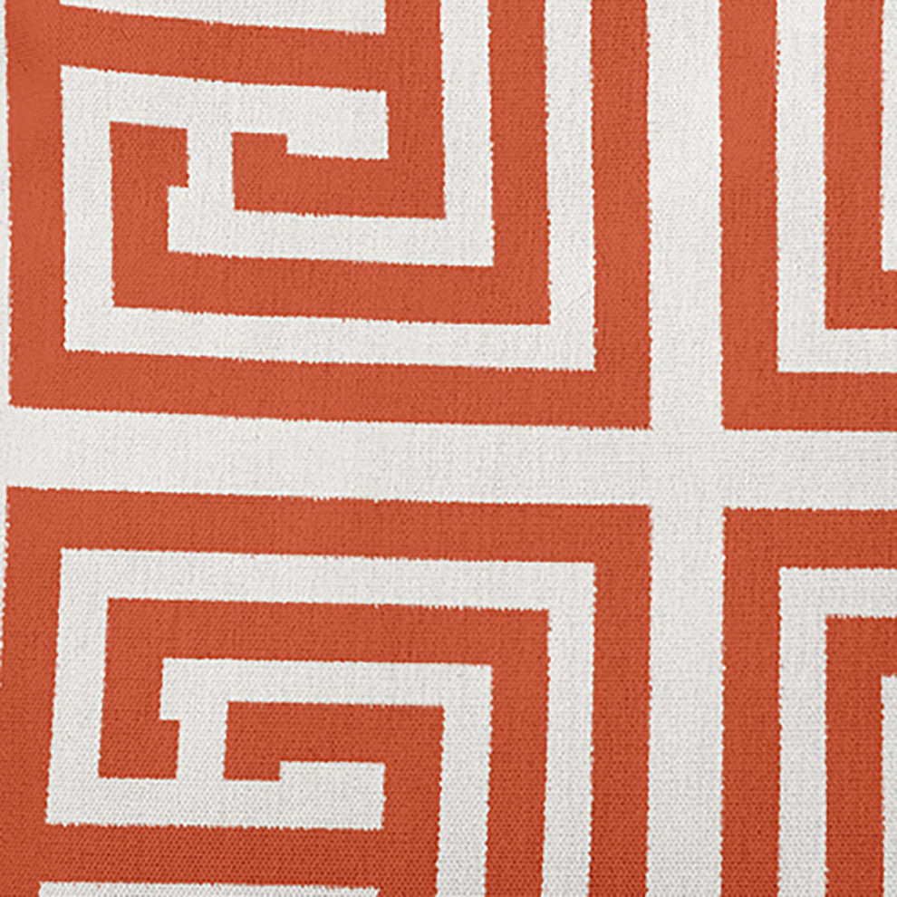 18" x 18" Greek Key Decorative Indoor Pillow, Bright Orange