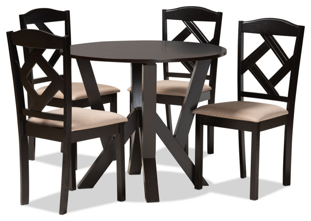 Elissa Modern 5-Piece Dining Set, Sand