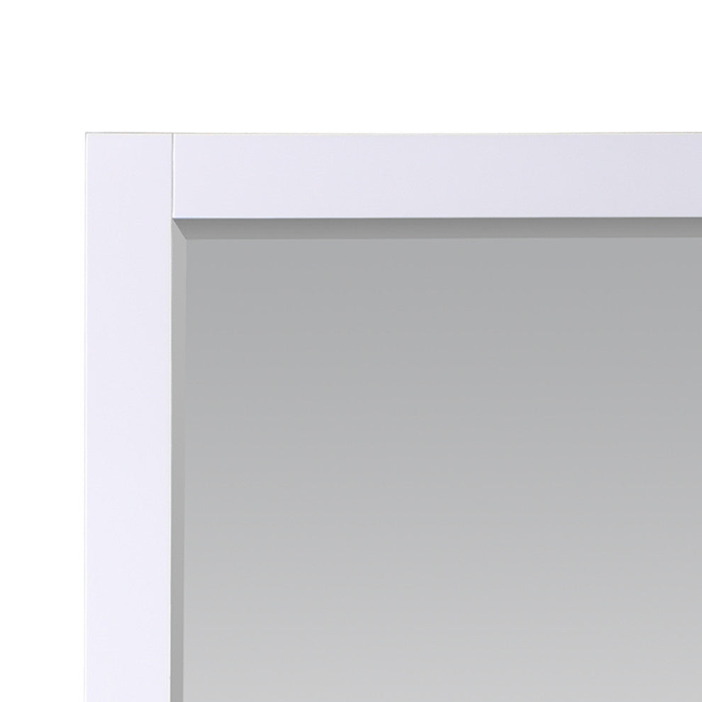 Maribella Rectangular Bathroom Wood Framed Wall Mirror, White, 28"
