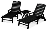 POLYWOOD Nautical 3-Piece Chaise Set, Black