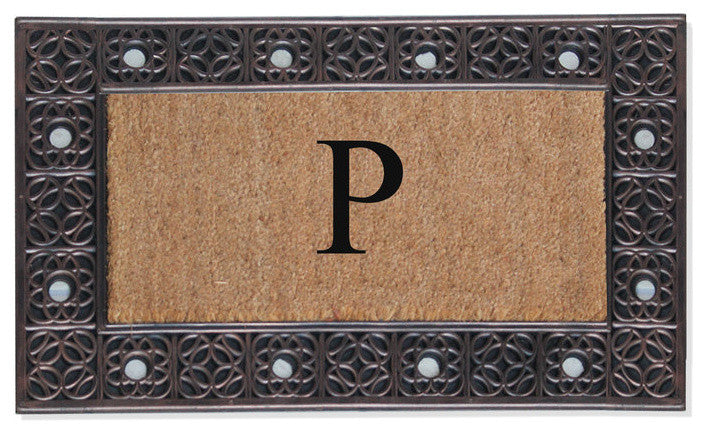 A1HC First Impression Rubber and Coir Decorative Tray Doormat 18"x30", P