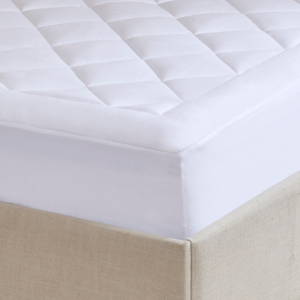 Sleep Philosophy Microfiber Waterproof Mattress Pad, White, King