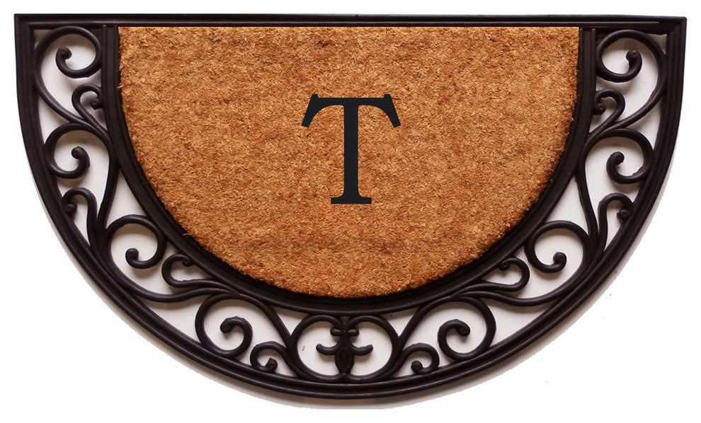 Plantation Arch Monogram Doormat 18"x30", Letter T