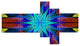 Stained Glass with Multi Color Stars, Abstract Wall Canvas, 60"x32", 5 panels