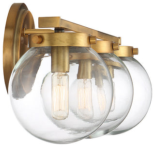 3-Light Bath Bar, Natural Brass