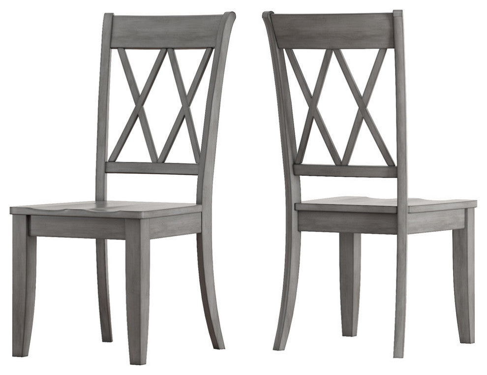 Arbor Hill X Back Wood Dining Chair, Set of 2, Antique Grey