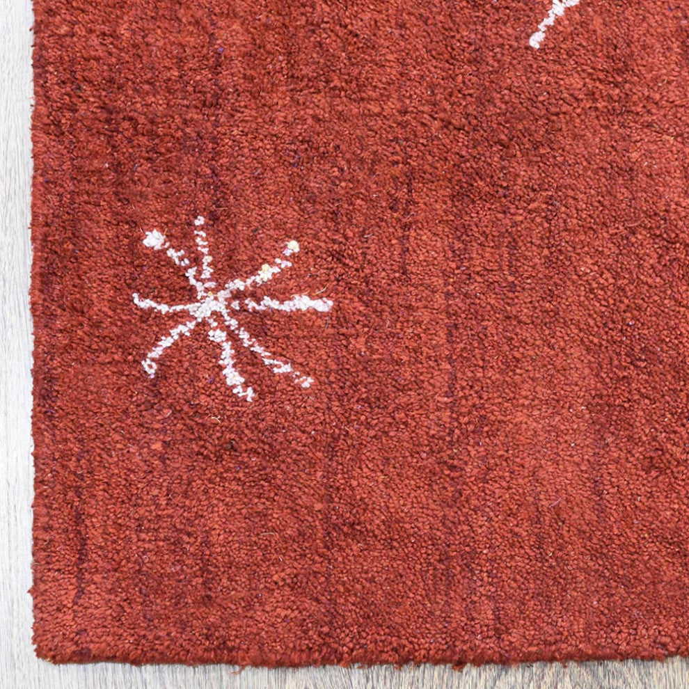 HAND KNOTTED LOOM SILK ECO-FRIENDLY RUG-6'x9',Rectangle,Red White,Contempor