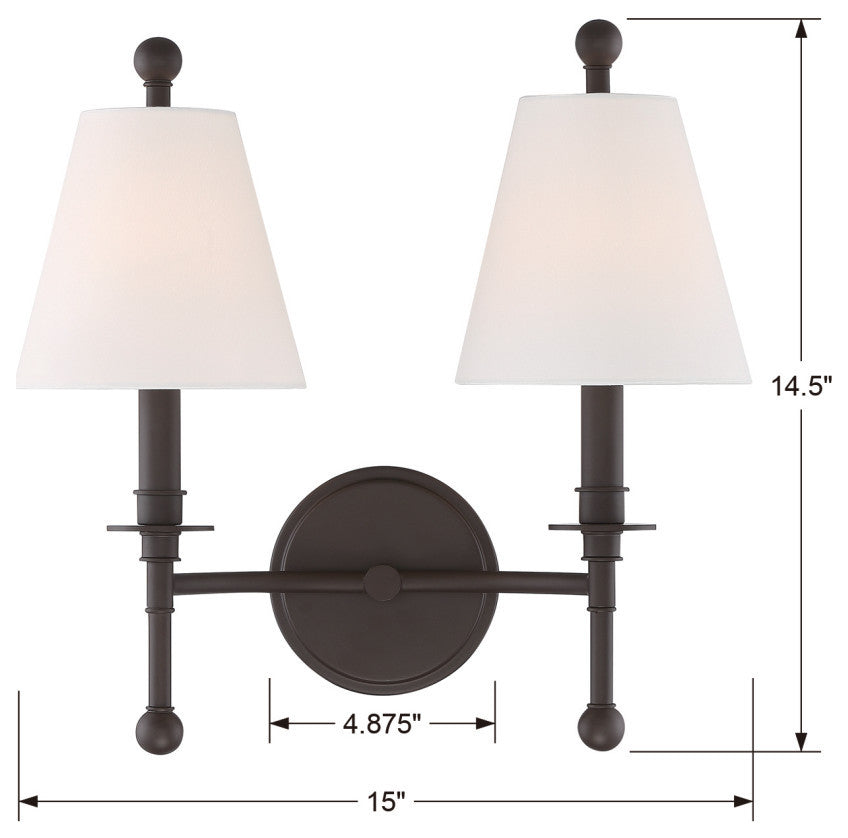 Riverdale 2 Light Dark Bronze Wall Mount