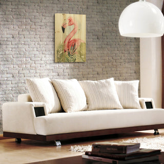 "Watercolor Flamingo Composition II" Wall Art Digital Print on Solid Wood