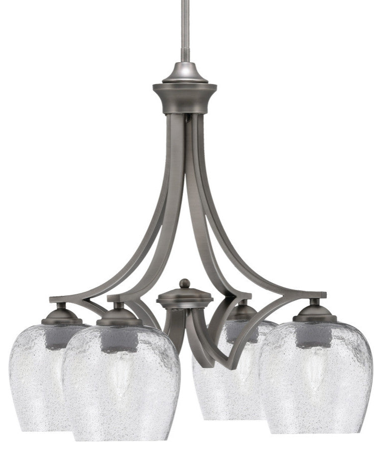 Zilo Downlight, 4 Light, Chandelier, Graphite Finish, 6" Smoke Bubble Glass