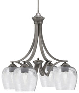 Zilo Downlight, 4 Light, Chandelier, Graphite Finish, 6" Smoke Bubble Glass