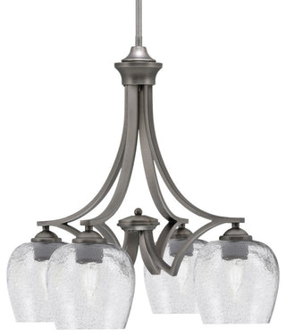 Zilo Downlight, 4 Light, Chandelier, Graphite Finish, 6" Smoke Bubble Glass